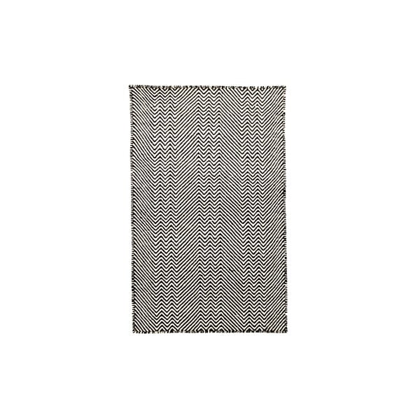 Ręcznie tkany kilim Black Zigzag Kilim, 74x110 cm