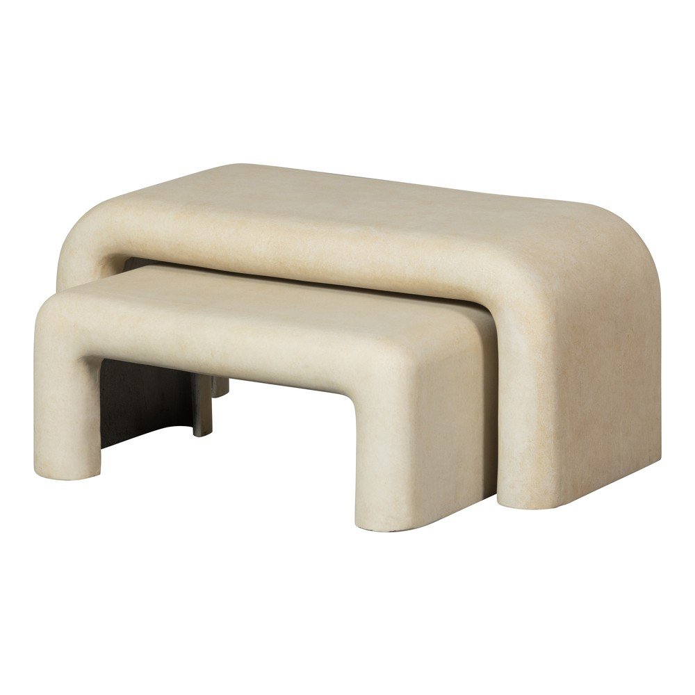 Kremowe stoliki w dekorze kamienia zestaw 2 szt. 42x92 cm Stani – WOOOD