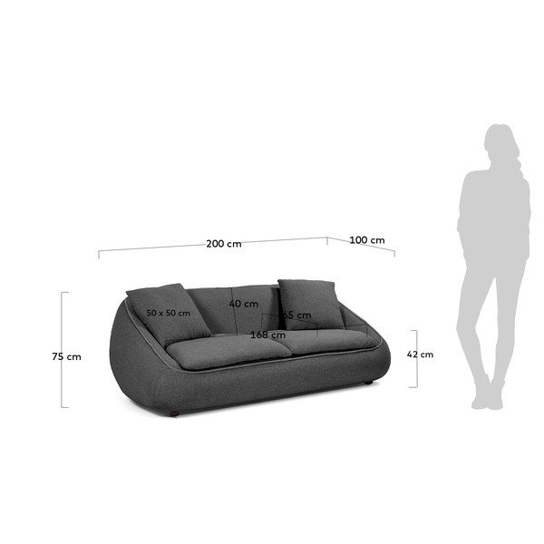 Ciemnoszara sofa Kave Home Safira, 220 cm-image-4