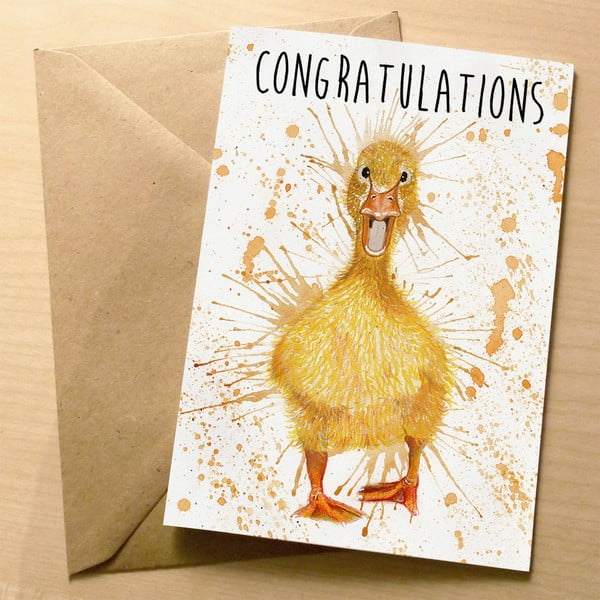 Kartka okolicznościowa Wraptious Splatter Duck Congrats