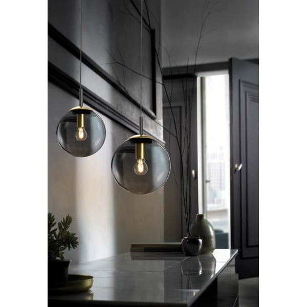 Czarna lampa wisząca ze szklanym kloszem Dini – Fischer & Honsel-image-2