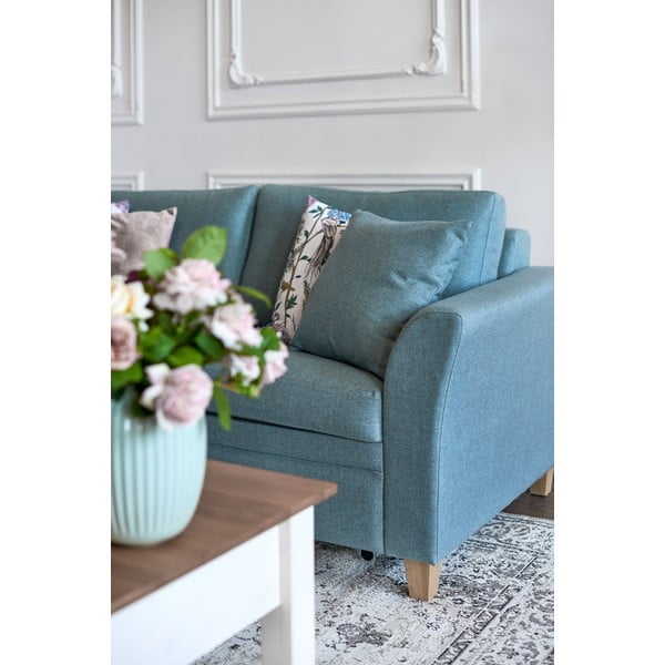 Miętowa rozkładana sofa Scandic Sonia-image-4