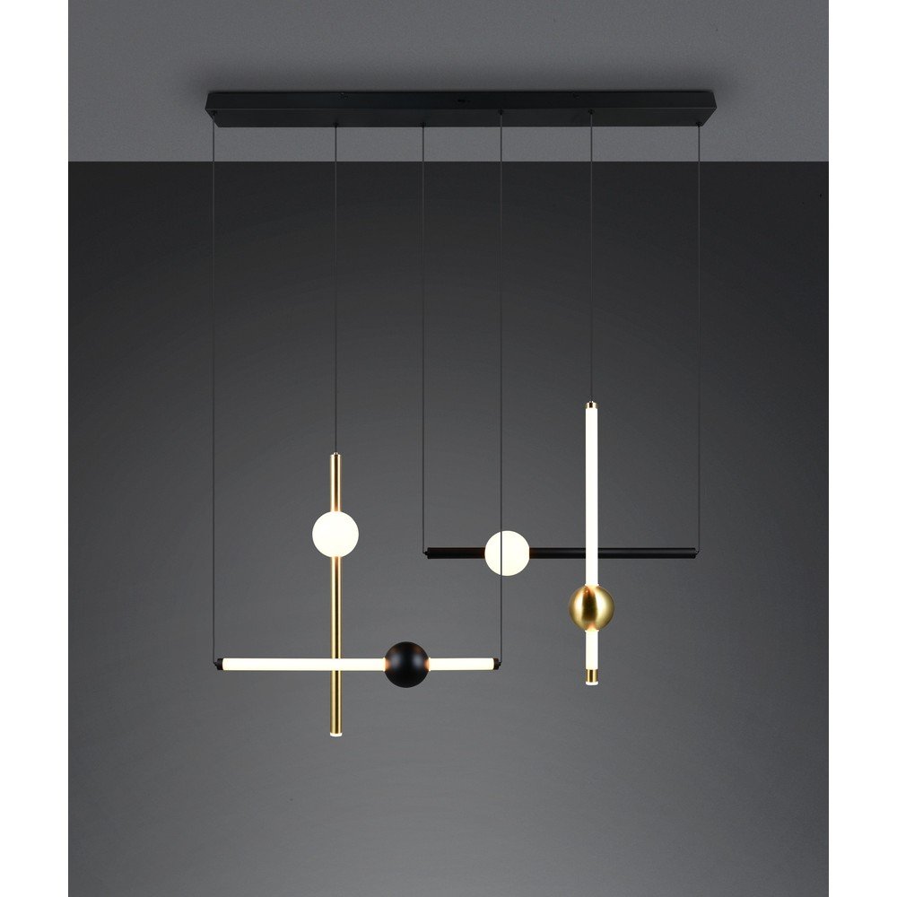 Lampa wisząca LED w czarno-złotym kolorze ze ściemniaczem Melita – Trio (zdjęcie 3)