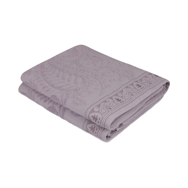 Komplet 2 fioletowych bawełnianych ręczników Noktali Sal, 90x150 cm