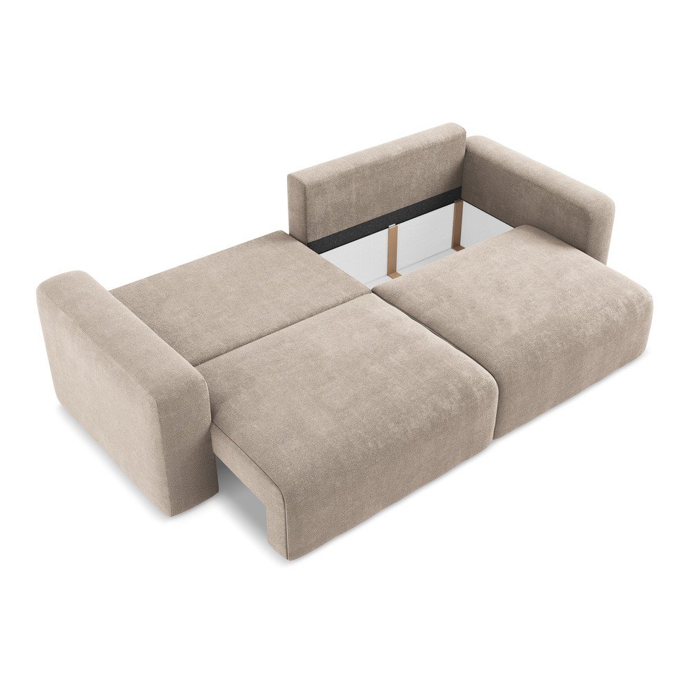 Beżowa rozkładana sofa ze schowkiem z tkaniny szenilowej 252 cm Kona – Makamii (zdjęcie 6)