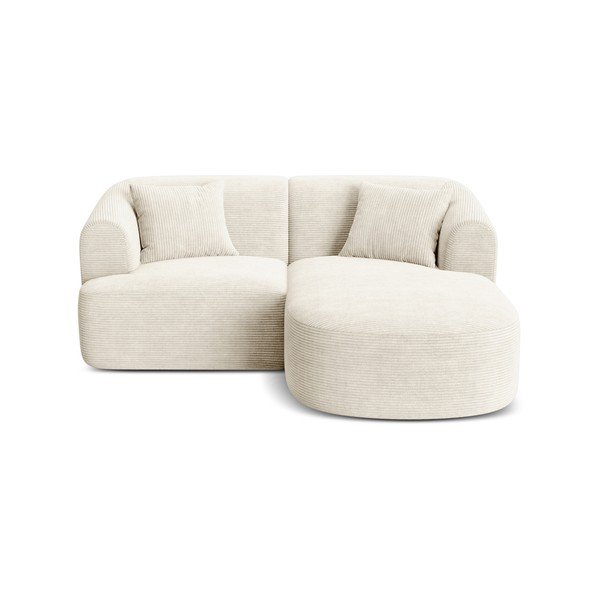 Beżowy sztruksowy narożnik (prawostronny/z szezlongiem) Campi – Cosmopolitan Design