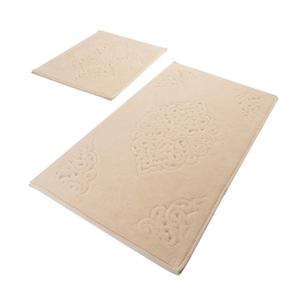 Zestaw 2 beżowych bawełnianych dywaników łazienkowych Confetti Bathmats Ottoman Beige