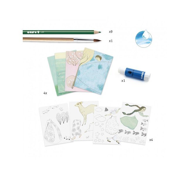 Zestaw artystyczny z akwarelowymi pastelami Djeco Atelier Przyroda-image-1