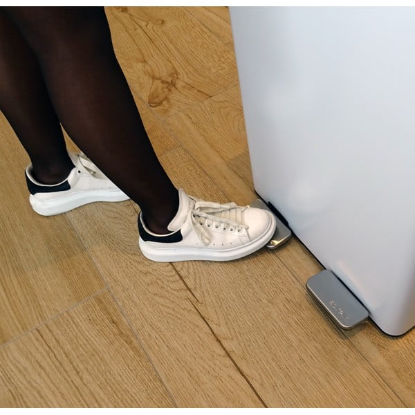 Stalowy kosz na śmieci 2x20 l do segregacji odpadów/z pedałem w matowym białym kolorze   Aliya – Spirella-image-2