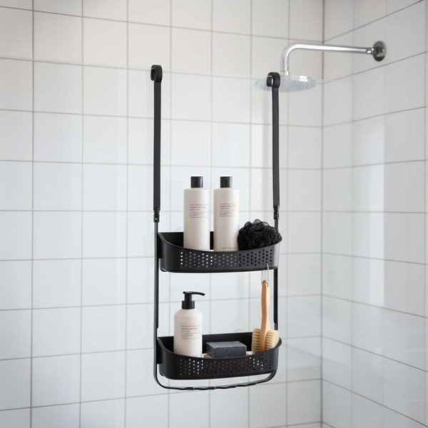 Wisząca plastikowa półka łazienkowa w kolorze matowej czerni Vesper – douceur d'intérieur-image-2