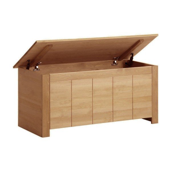 Skrzynia z litego drewna sosnowego w naturalnym kolorze 100x45 cm Bertram – Støraa-image-2