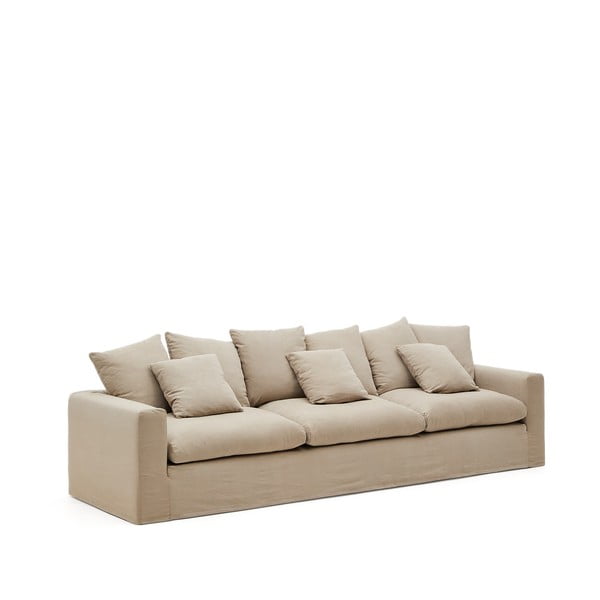Beżowa lniana sofa 340 cm Nora – Kave Home-image-2