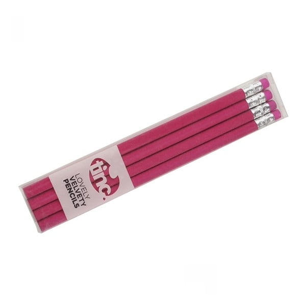 Zestaw 4 różowych aksamitnych ołówków TINC Lovely