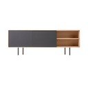 Czarno-naturalna szafka pod TV z litego drewna dębowego 180x64 cm Fina – Gazzda