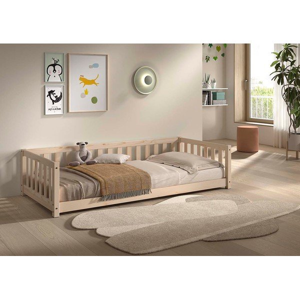 Łóżko dziecięce z litego drewna sosnowego ze stelażem 90x200 cm w naturalnym kolorze Dallas – Vipack-image-1