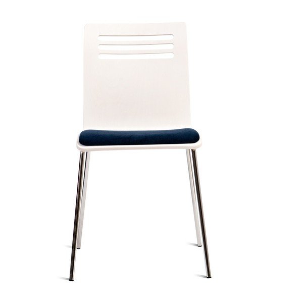 Białe krzesło z siedziskiem z drewna bukowego Charlie Pommier Comfort-image-1