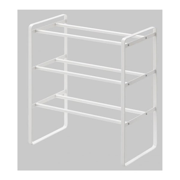 Biała półka regulowana na buty z 3 poziomami YAMAZAKI Maebashi-image-3