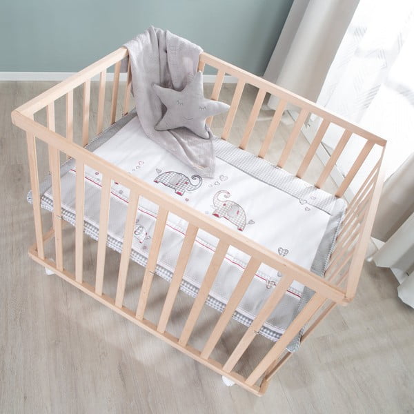 Kojec dla dzieci na kółkach w naturalnym kolorze 100x75 cm Jumbo Twins – Roba-image-2