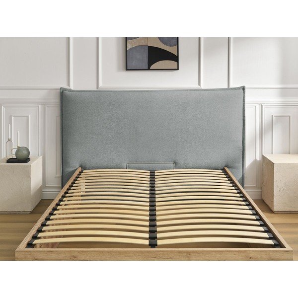 Jasnoszare tapicerowane tapicerowane/z płyty wiórowej łóżko dwuosobowe ze schowkiem ze stelażem 180x200 cm Charlie – Bobochic Paris-image-3