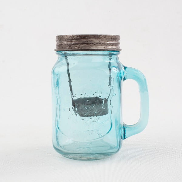 Niebieski świecznik szklany Dakls, wys.13,5 cm