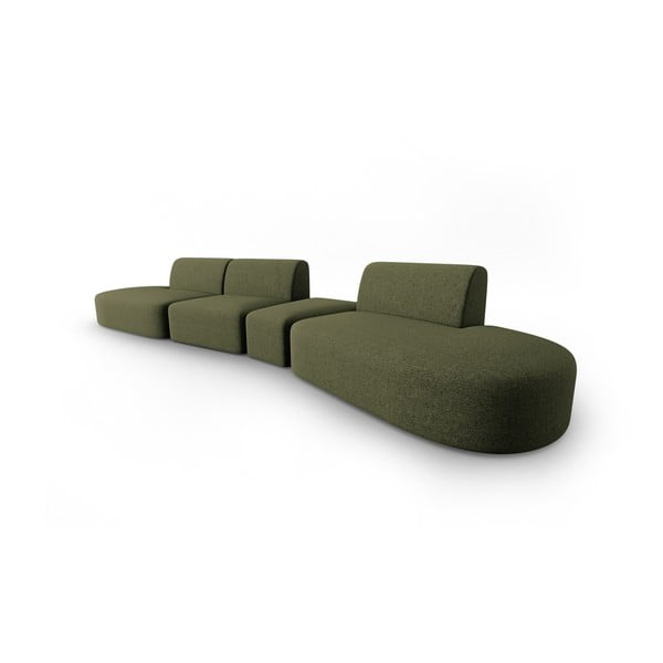 Zielona sofa  z tkaniny szenilowej prawostronna 428 cm Paolo – Milo Casa-image-2