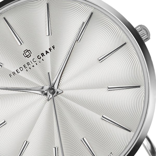 Zegarek damski z białym paskiem skórzanym Frederic Graff Silver Monte Rosa Lychee White Leather-image-1