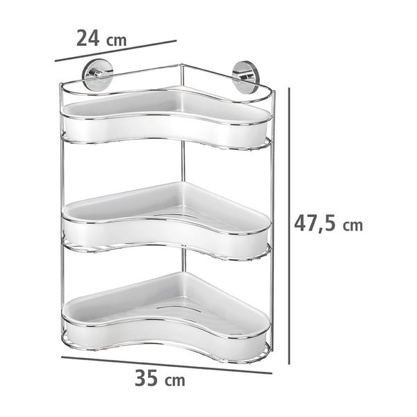 Samoprzyczepna 3-poziomowa półka narożna Wenko Vacuum-Loc, do 33 kg-image-4