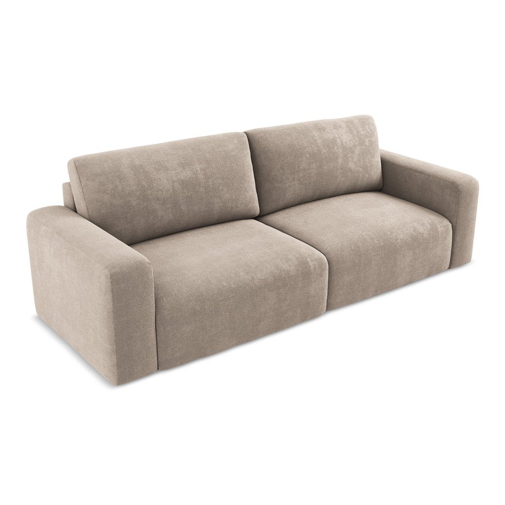 Beżowa rozkładana sofa ze schowkiem z tkaniny szenilowej 252 cm Kona – Makamii (zdjęcie 4)