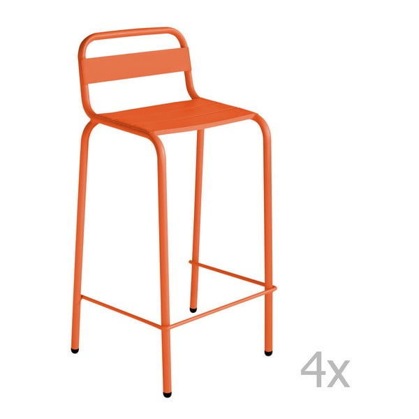 Zestaw 4 pomarańczowych krzeseł barowych Isimar Barcelonita