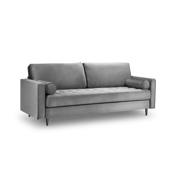 Jasnoszara aksamitna sofa Milo Casa Santo, 219 cm-image-3