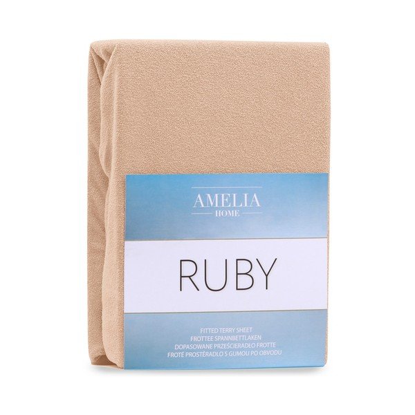 Jasnobrązowe prześcieradło frotte z gumką 120x200 cm Ruby – AmeliaHome-image-2