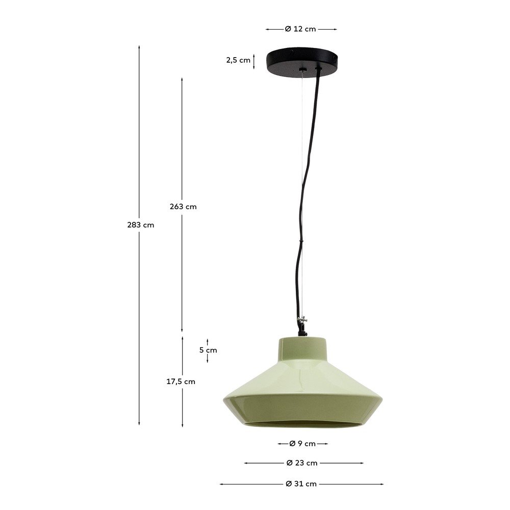 Jasnozielona lampa wisząca z ceramicznym kloszem ø 31 cm Portol – Kave Home (zdjęcie 8)