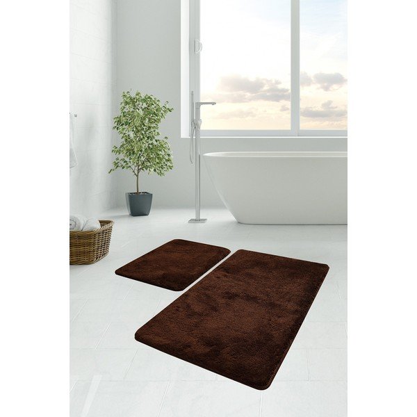 Ciemnobrązowe dywaniki łazienkowe zestaw 2 szt. 60x100 cm Havai – Foutastic-image-1