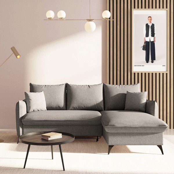 Szary rozkładany narożnik ze schowkiem (prawostronny/z szezlongiem) Brim – Rodier-image-1