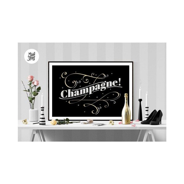 Plakat Champagne BW, A3-image-1