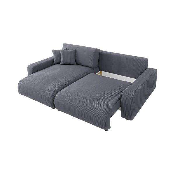 Ciemnoszary sztruksowy rozkładany narożnik (strona zmienna) Sara – Ropez-image-2