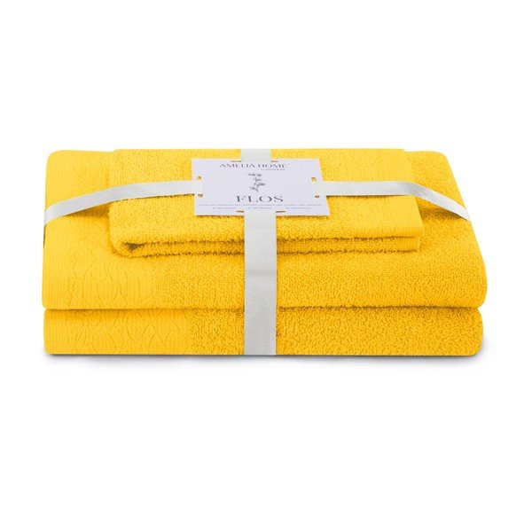 Żółte bawełniane ręczniki zestaw 3 szt. frotte Flos – Restilo