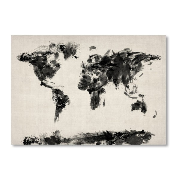 Plakat z czarną mapą świata Americanflat Art, 60x42 cm