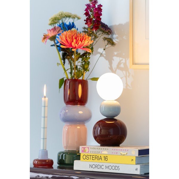 Bordowa/jasnoniebieska lampa stołowa ceramiczna (wysokość 26 cm) Firenze Pellet – Leitmotiv-image-1