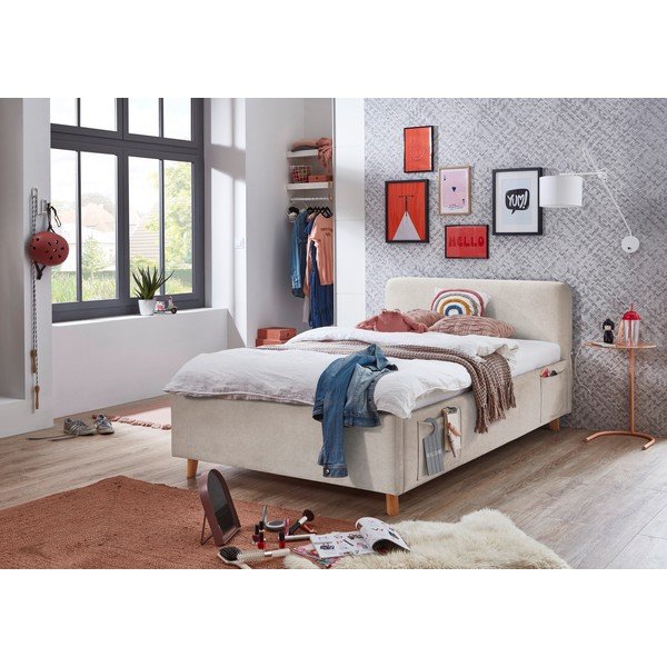 Beżowe łóżko dziecięce ze schowkiem ze stelażem 140x200 cm Cosy – Meise Möbel-image-1