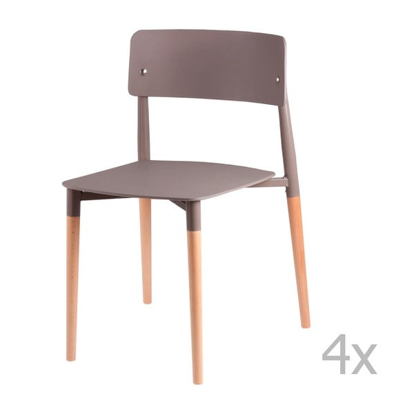 Zestaw 4 szarych krzeseł z drewnianymi nogami sømcasa Claire