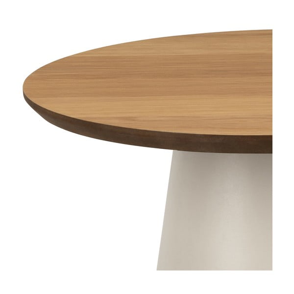 Kremowy okrągły stolik z blatem w dekorze dębu ø 45 cm Soli – Actona-image-2