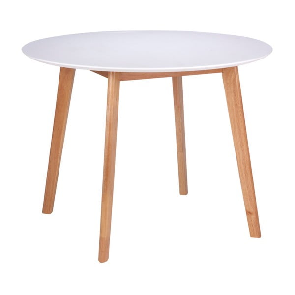 Biały stół z nogami z drewna kauczukowego sømcasa Marta, ⌀ 100 cm