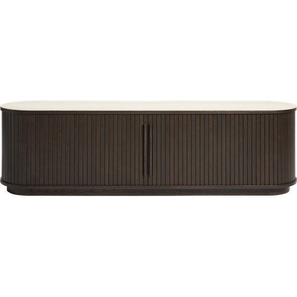 Szafka pod TV z ceramicznym blatem w ciemnym naturalnym kolorze 180x50x40 cm Enna – Unique Furniture-image-4