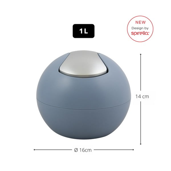 Jasnoniebieski plastikowy kosz na śmieci 1 l   Bowl Matt – Spirella-image-2