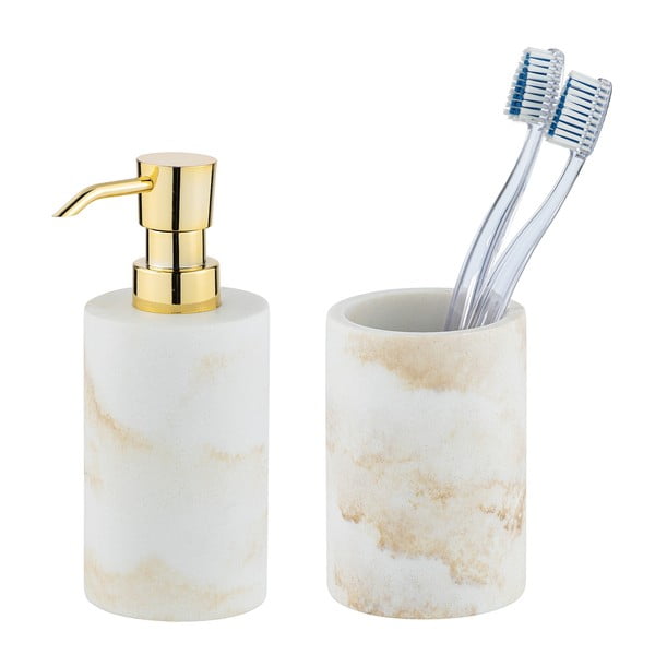 Biały zestaw akcesoriów łazienkowych z żywicy polimerowej Odos – Wenko