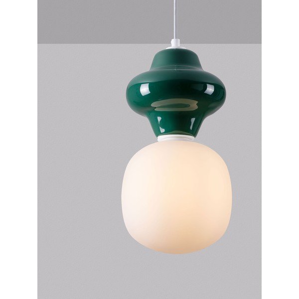 Biała/morska lampa wisząca ceramiczna ze szklanym kloszem ø 18 cm Clio – Nova Luce-image-1