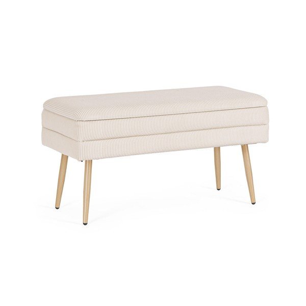 Biała tapicerowana ławka Olga – Bizzotto-image-2