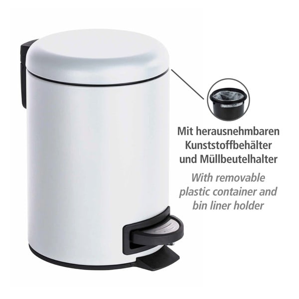 Biały kosz na śmieci Wenko Leman, 3 l-image-4