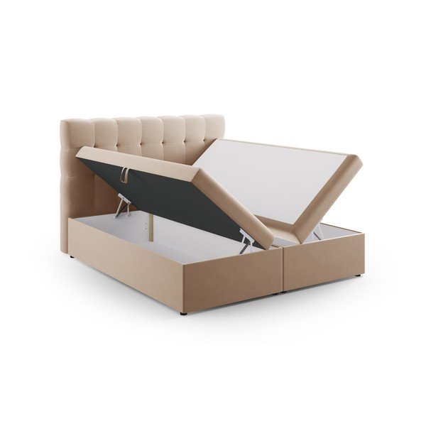 Jasnobrązowe łóżko boxspring ze schowkiem 180x200 cm Bali – Cosmopolitan Design-image-4